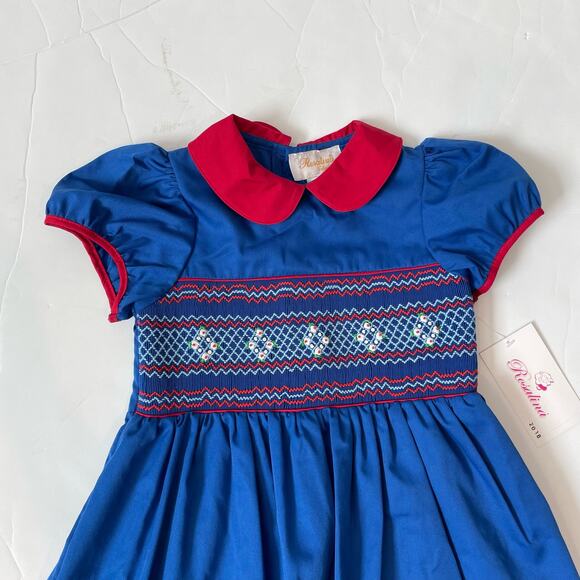 NWT Rosalina 2T Royal Blue Smocked Dress - Picture 3 of 4